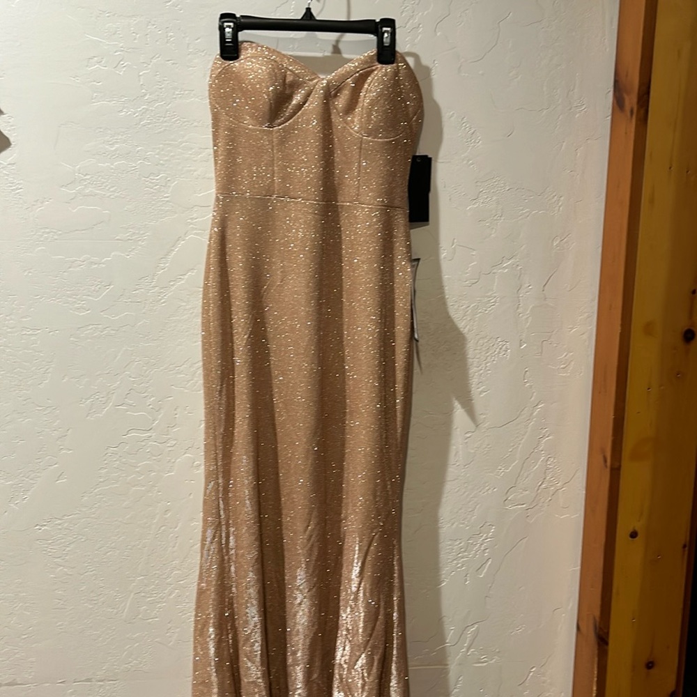 City Studio Pink Glitter Strapless Prom Dress